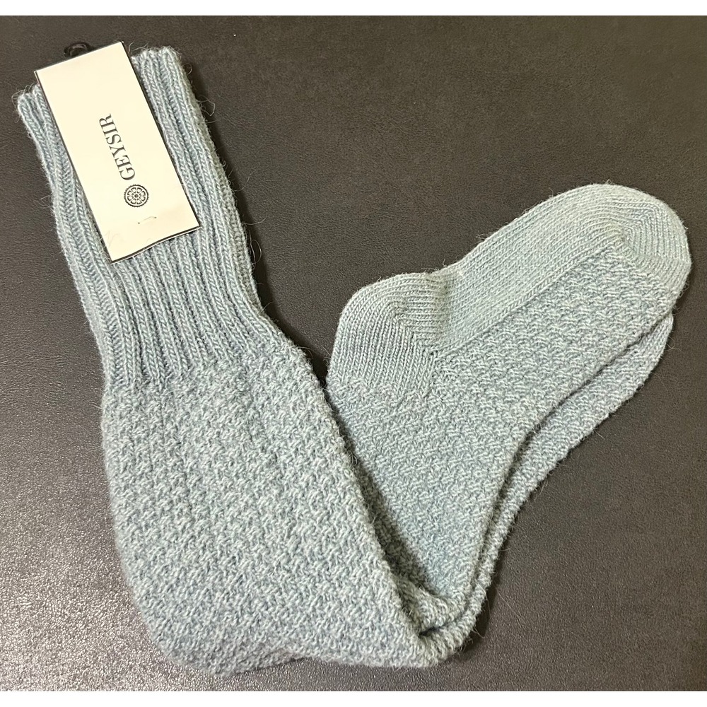 Geysir Wool Socks Women Size 36-38 Blue‎ Pearl Design High Icelandic Knit Chunky